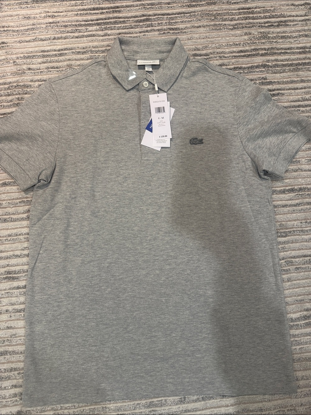 Lacoste Men's Heather Gray Piqué Polo with Croc Logo
